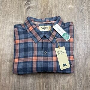 NWT Normal Brand Mens Navy Pink Plaid Classic Jasper Button Down Shirt Size 2XL